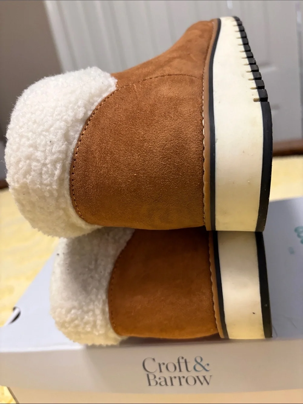 croft & barrow Tan Suede Faux-Shearling Lace-Up Winter Boots